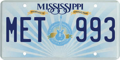 MS license plate MET993