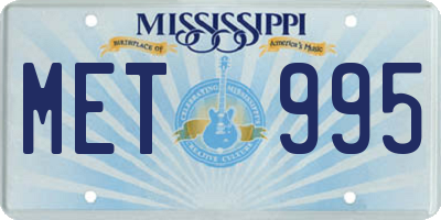 MS license plate MET995