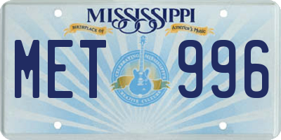 MS license plate MET996