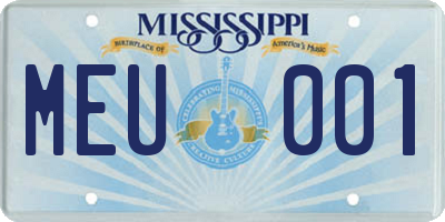 MS license plate MEU001