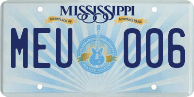MS license plate MEU006