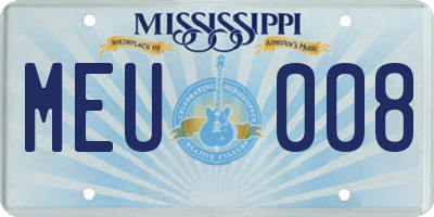 MS license plate MEU008