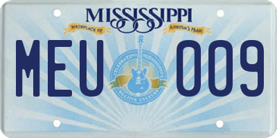 MS license plate MEU009