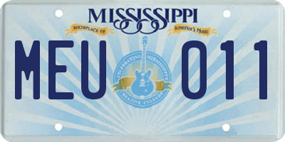 MS license plate MEU011