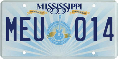 MS license plate MEU014