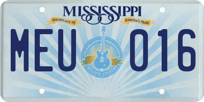 MS license plate MEU016
