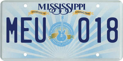 MS license plate MEU018