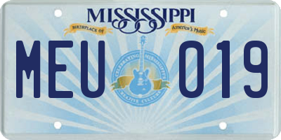 MS license plate MEU019