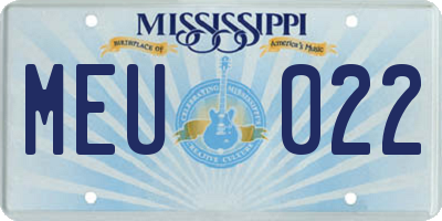 MS license plate MEU022