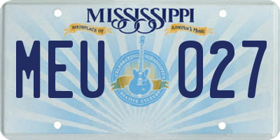 MS license plate MEU027