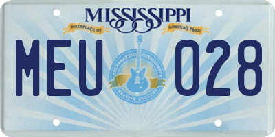 MS license plate MEU028