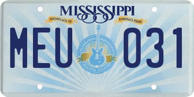 MS license plate MEU031