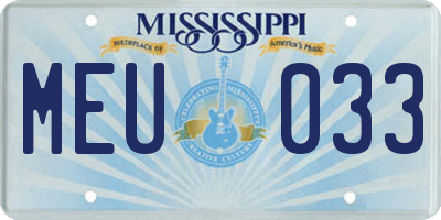 MS license plate MEU033