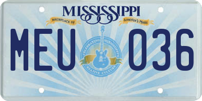 MS license plate MEU036