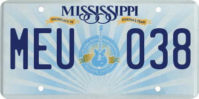 MS license plate MEU038