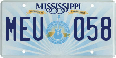 MS license plate MEU058