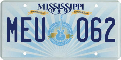MS license plate MEU062