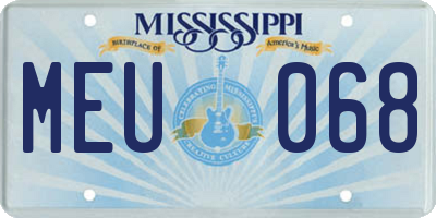 MS license plate MEU068