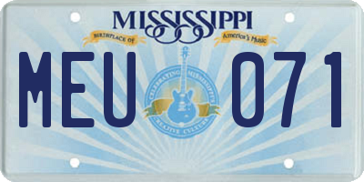 MS license plate MEU071