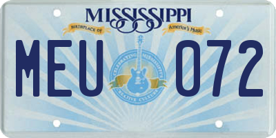 MS license plate MEU072