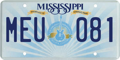 MS license plate MEU081