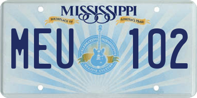 MS license plate MEU102