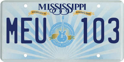 MS license plate MEU103