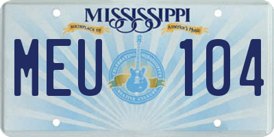MS license plate MEU104