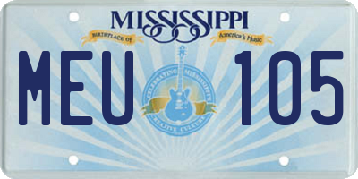 MS license plate MEU105