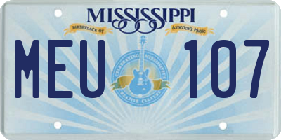 MS license plate MEU107