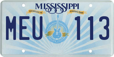MS license plate MEU113