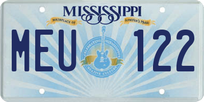 MS license plate MEU122