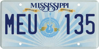 MS license plate MEU135