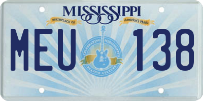 MS license plate MEU138