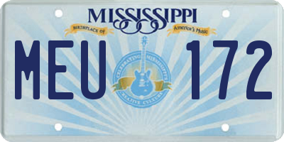 MS license plate MEU172