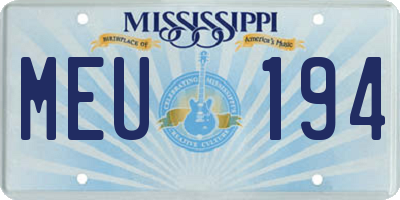 MS license plate MEU194