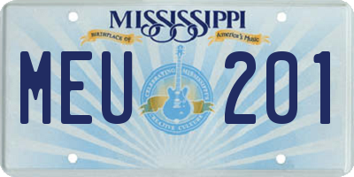 MS license plate MEU201