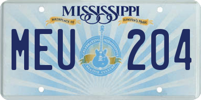 MS license plate MEU204