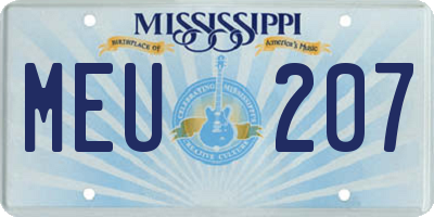 MS license plate MEU207