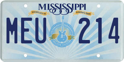 MS license plate MEU214