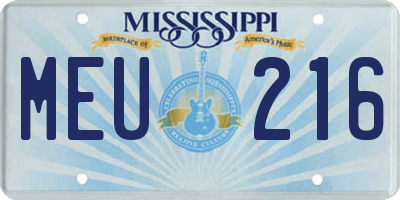 MS license plate MEU216