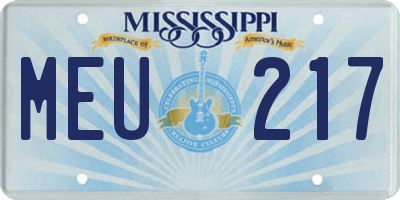 MS license plate MEU217