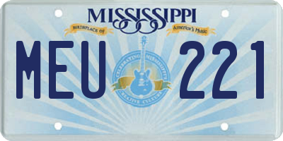 MS license plate MEU221