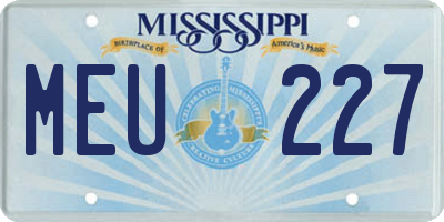 MS license plate MEU227