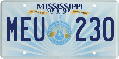 MS license plate MEU230