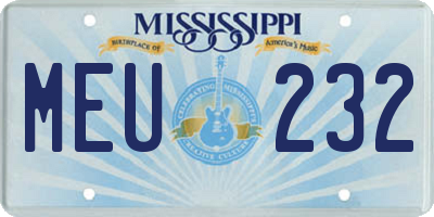 MS license plate MEU232