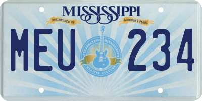 MS license plate MEU234