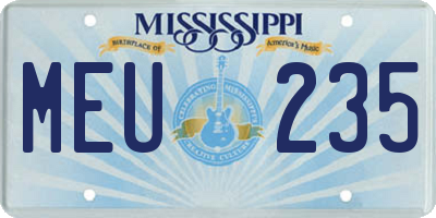 MS license plate MEU235