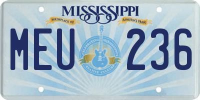 MS license plate MEU236