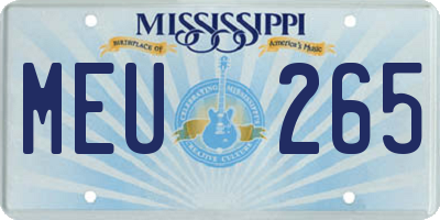 MS license plate MEU265